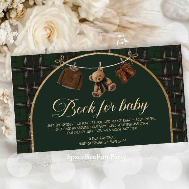 Polo Teddy Bear Classic Baby Shower book for baby Enclosure Card (polo teddy bear, classic baby shower, book for baby, baby shower guest book, vintage baby shower, ra)