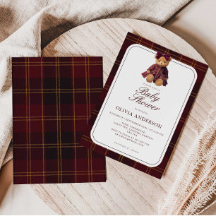 Polo Teddy Bear Girl Baby Shower Invitation
