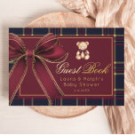 Polo Teddy Bear Gold Bow Classic Plaid Baby Shower Guest Book<br><div class="desc">Polo Teddy Bear Gold Bow Classic Plaid Baby Shower Foil Guest Book
Matching items available.</div>