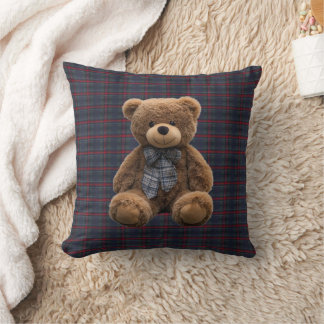 Polo Teddy Bear Tartan Plaid Kid Boy Nursery Decor Cushion