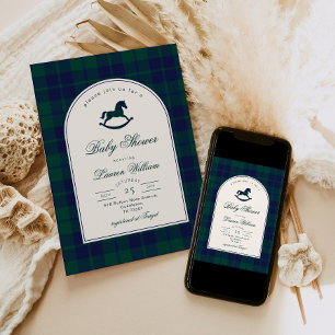 Polo Vintage Toy Preppy Plaid Baby Shower Invitation