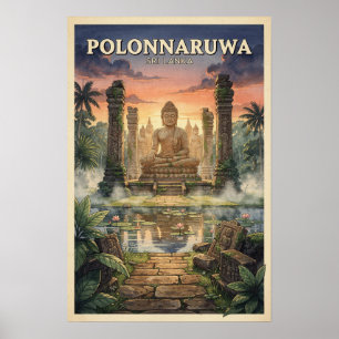 Polonnaruwa Sri Lanka Vintage Travel Poster