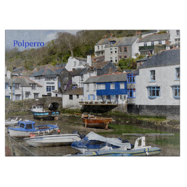 Polperro Cornwall England Low Tide Cutting Board (Front)