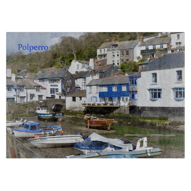 Polperro Cornwall England Low Tide Cutting Board (Front)