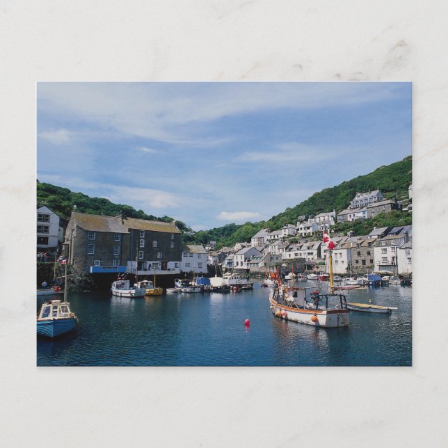 Polperro Harbor, Cornwall, England, U.K. Postcard (Front)