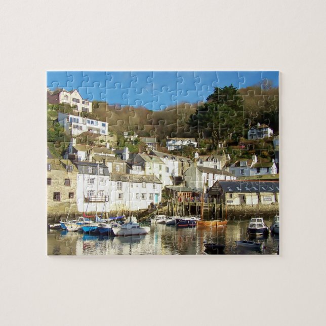 Polperro Harbour Cornwall England Jigsaw Puzzle (Horizontal)