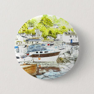 'Polperro Reflections' Button