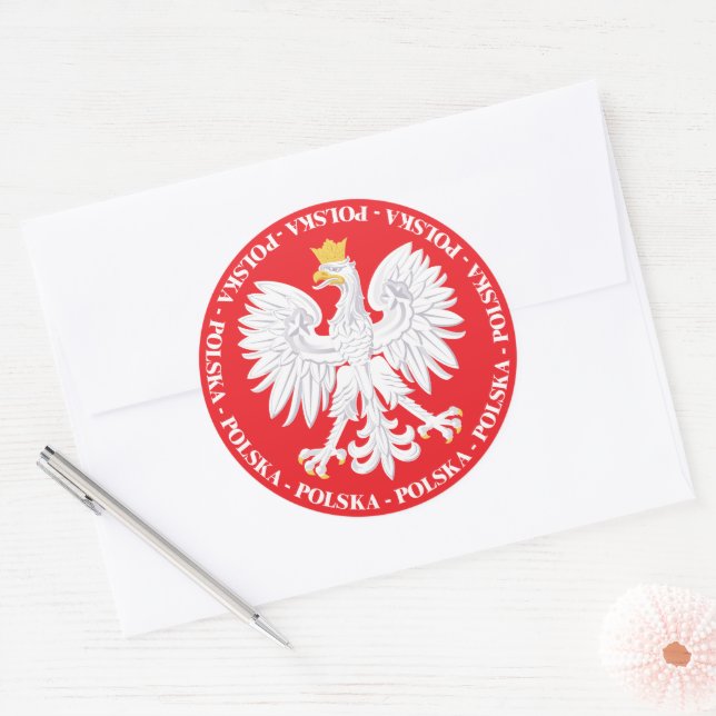 Polska 4 classic round sticker (Envelope)
