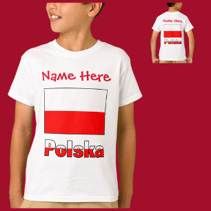Polska and Polish Flag Red Personalisation T-Shirt