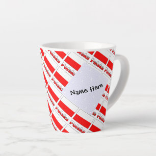 Polska and Polish Flag Tiled Personalised Latte Mug