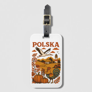 Polska Autumn Folk Countryside Luggage Tag