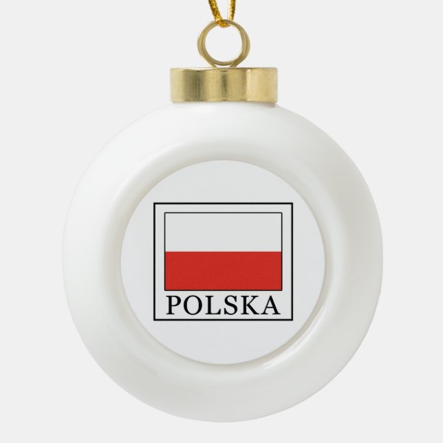 Polska Ceramic Ball Christmas Ornament (Front)
