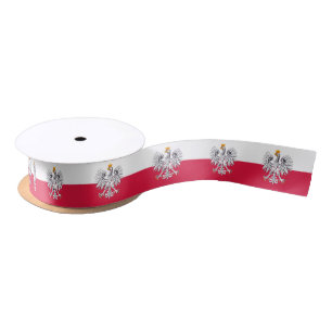 Polska, Eagle emblem & Polish Flag, Poland /sports Satin Ribbon