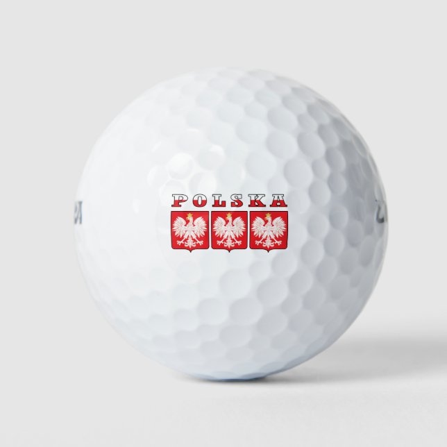 Polska Eagle Flag Shields Golf Balls (Front)