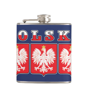 Polska Eagle Flag Shields Hip Flask
