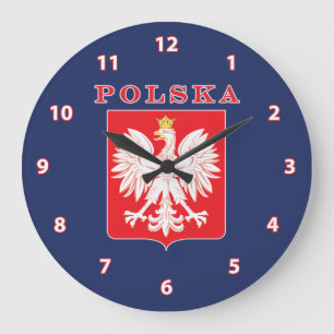 Polska Eagle Red Shield Large Clock