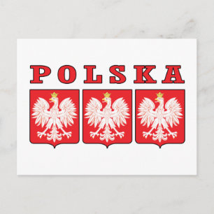 Polska Eagle Shields Postcard