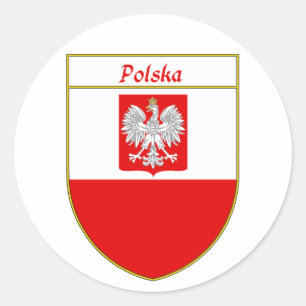 Polska Flag Shield Classic Round Sticker