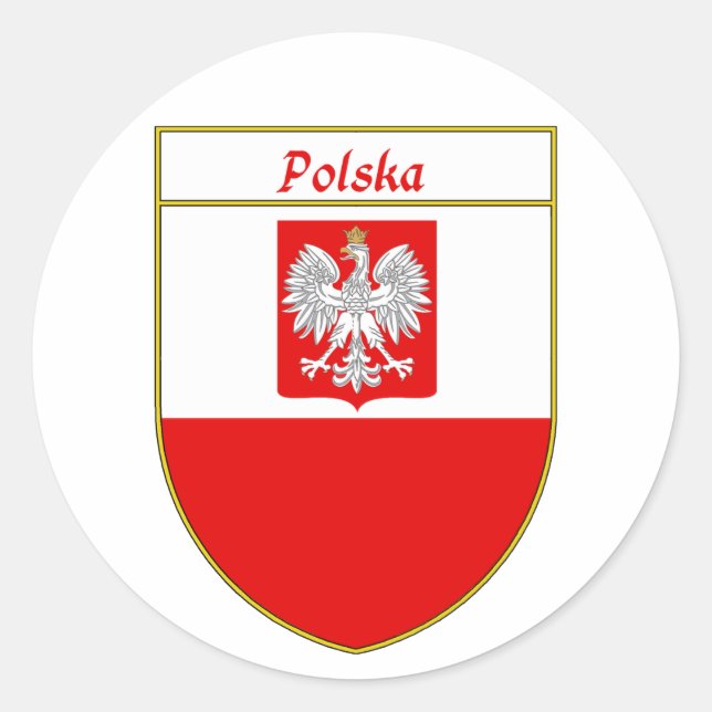 Polska Flag Shield Classic Round Sticker (Front)
