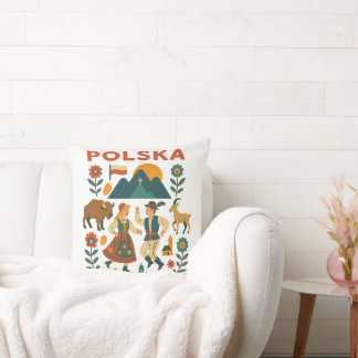Polska Folk Mountain Flat Art Cushion