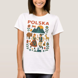 Polska Folk Mountain Flat Art T-Shirt