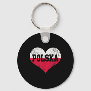 Polska Heart Flag Poland Polish Family Heritage Vi Key Ring
