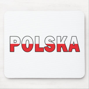 Polska in Polish Flag Colours Mouse Mat