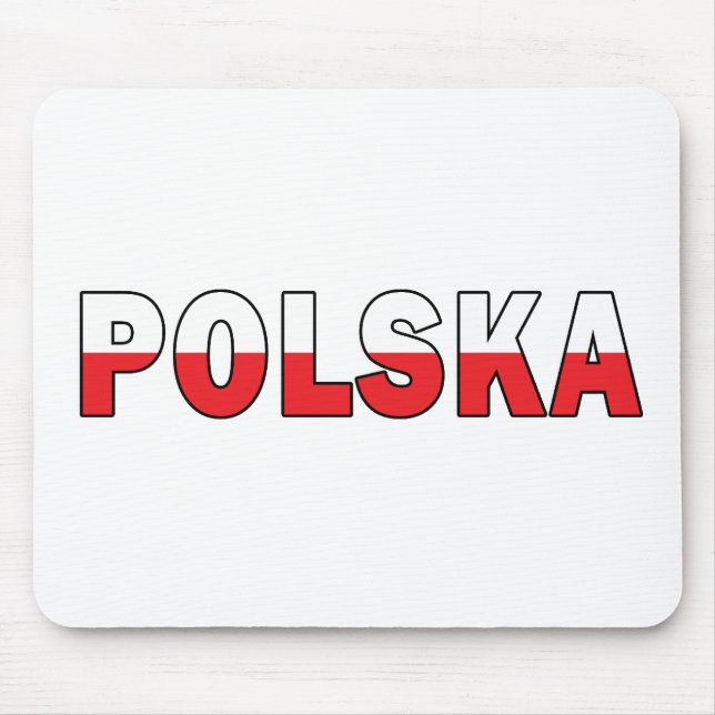 Polska in Polish Flag Colours Mouse Mat (Front)