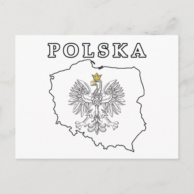 Polska Map With Eagle Postcard (Front)