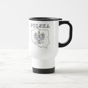 Polska Map With Eagle Travel Mug
