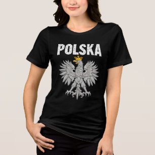 Polska Poland Eagle Pole Pride Polish Roots Poland Tri-Blend Shirt