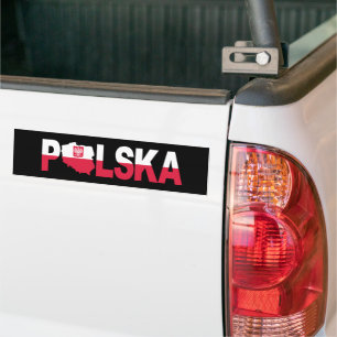 Polska Poland Flag Map Lettering Bumper Sticker