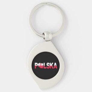 Polska Poland Flag Map Lettering Key Ring