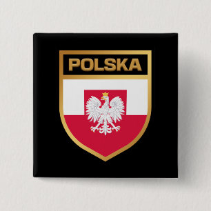 Polska / Poland Flag Shield & Emblem 15 Cm Square Badge