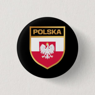 Polska / Poland Flag Shield & Emblem 3 Cm Round Badge