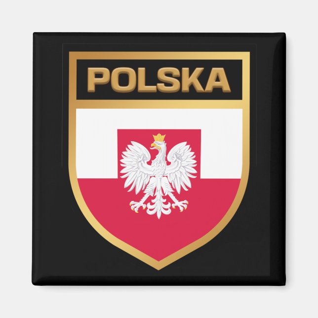 Polska / Poland Flag Shield & Emblem Magnet (Front)