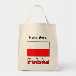 Polska Polish Flag Black Personalisation Tote Bag