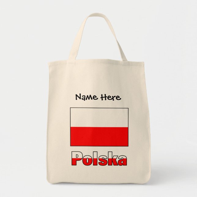 Polska Polish Flag Black Personalisation  Tote Bag (Front)