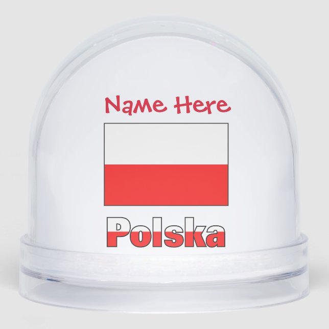 Polska Polish Flag Red Personalised Snowglobe (Front)