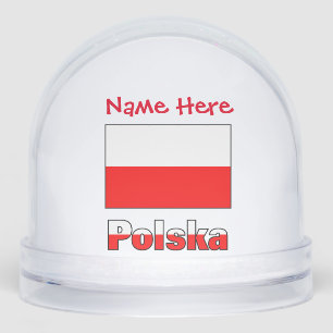 Polska Polish Flag Red Personalized Snowglobe