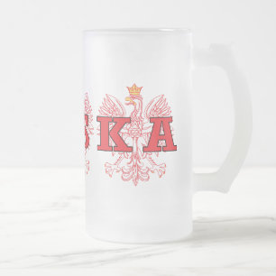Polska Red Eagles Frosted Glass Beer Mug