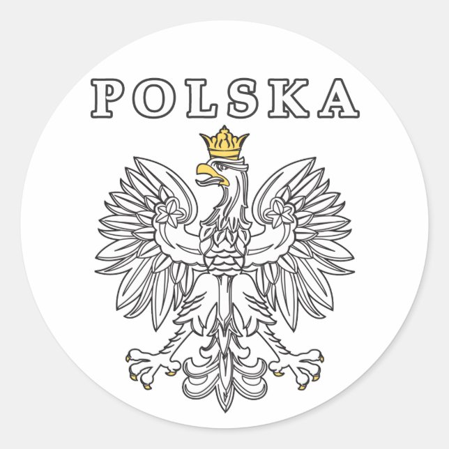 Polska With Polish Eagle Classic Round Sticker (Front)