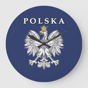 Polska With Polish Eagle Large Clock
