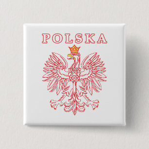 Polska With Red Polish Eagle 15 Cm Square Badge