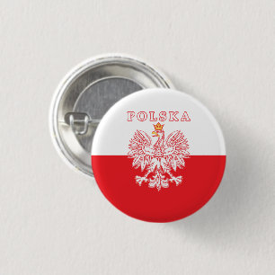 Polska With Red Polish Eagle 3 Cm Round Badge