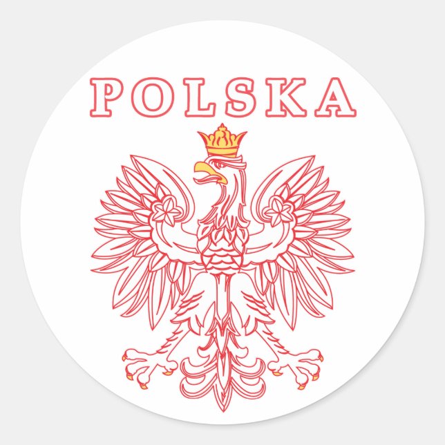 Polska With Red Polish Eagle Classic Round Sticker (Front)