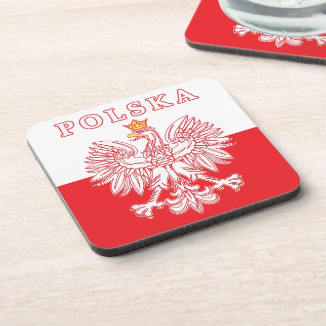 Polska With Red Polish Eagle Coaster (Left Side)