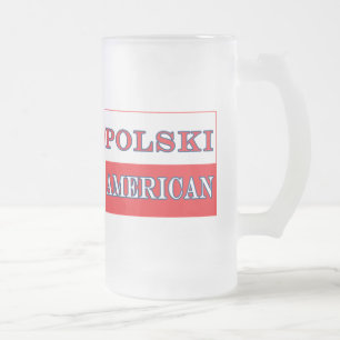 Polski American Flag Frosted Glass Beer Mug