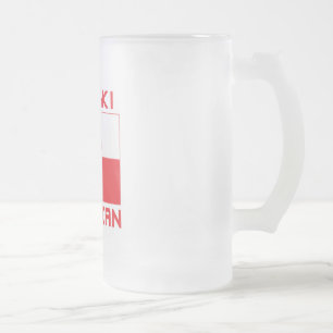 Polski American Flag Frosted Glass Beer Mug