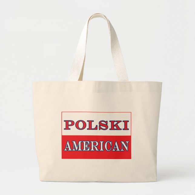Polski American Flag Large Tote Bag (Front)